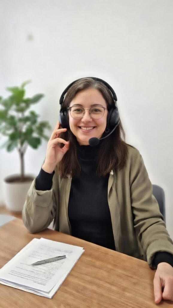 Une conseillère de l'agence au téléphone